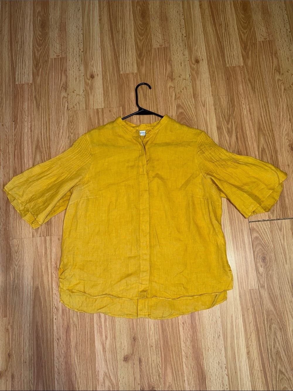 Akris Punto Linen 3/4 Sleeve Crop Button Down Top Size 12